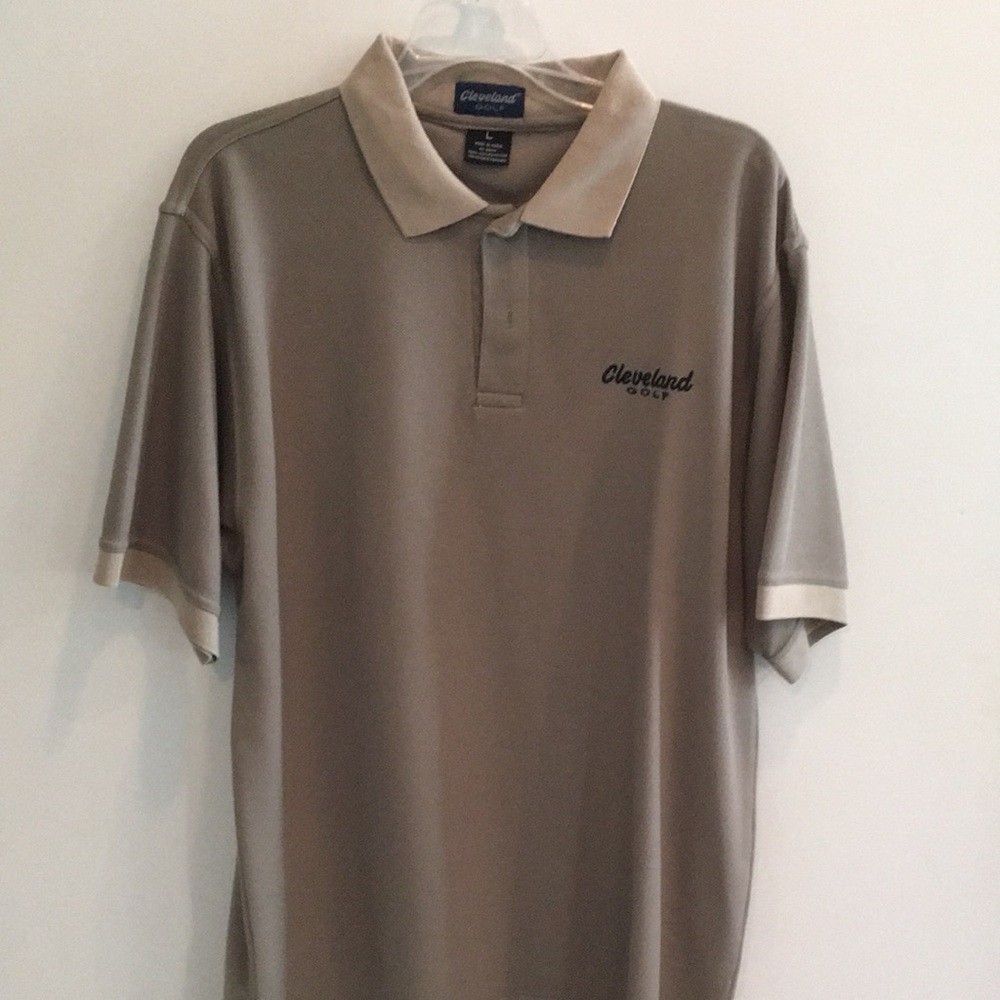 Mens large Cleveland golf polo tan